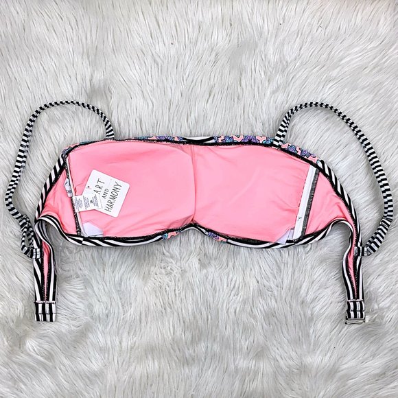 Plus Size Striped Floral Print Bralette Bikini Top - Picture 3 of 11